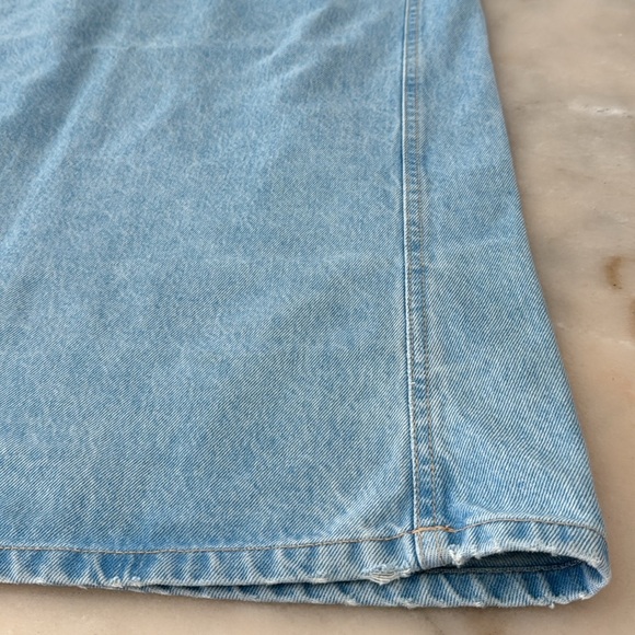 Zara Square Neck Light Blue Denim Mini Dress Sz L - Picture 6 of 11